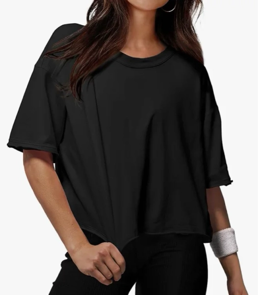 XIEERDUO Teens Workout Short Sleeve Crop Tops Round Neck Valentine's Day Shirts Loose Fit Summer Basic Tops Hot Pink S at Amazon Women’s Clothing store
