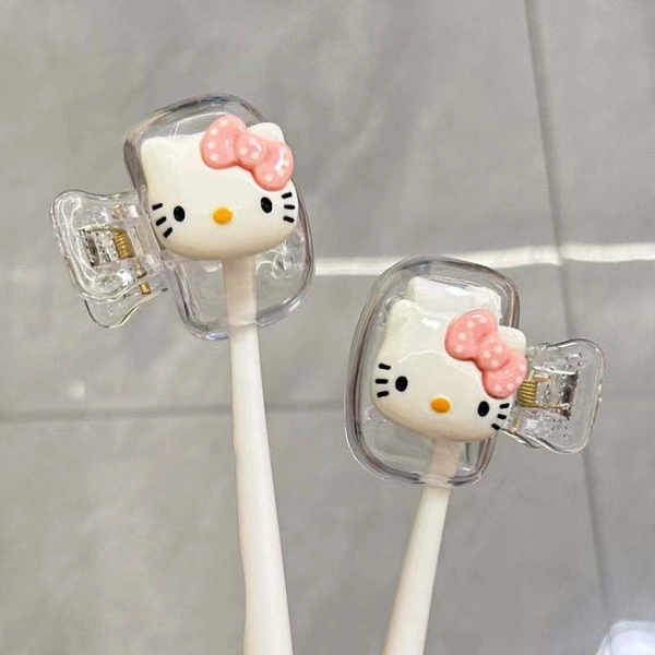 2 Sanrio Katie Toothbrush Holder - Cute Travel Box, Protect And Beautify Your Toothbrush, a Must-Have for Home And Travel, Cat Design Toothbrush Box