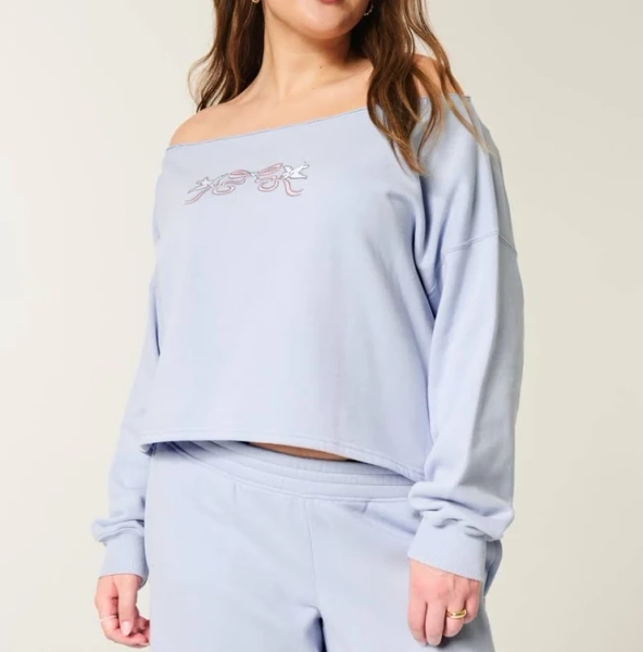 Hollister Easy Graphic Double Off-the-Shoulder Sweatshirt