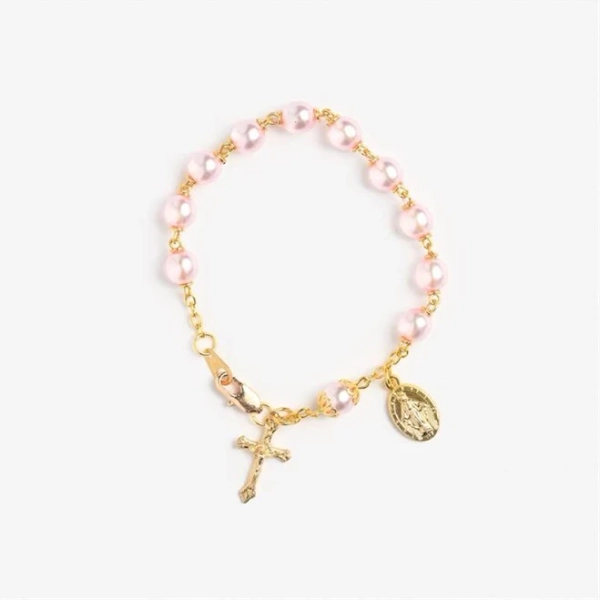 EWTN - Translucent Pink Bead Rosary Bracelet