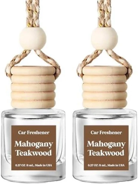 Mahogany Teakwood Car Air Freshener Hanging Diffuser 0.27 Oz Long Lasting Scent for Vehicle Made in USA