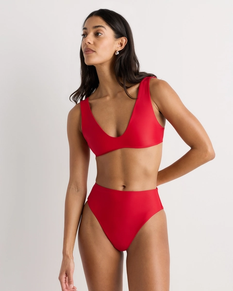 Italian Plunge Bikini Top in Sunset Orange