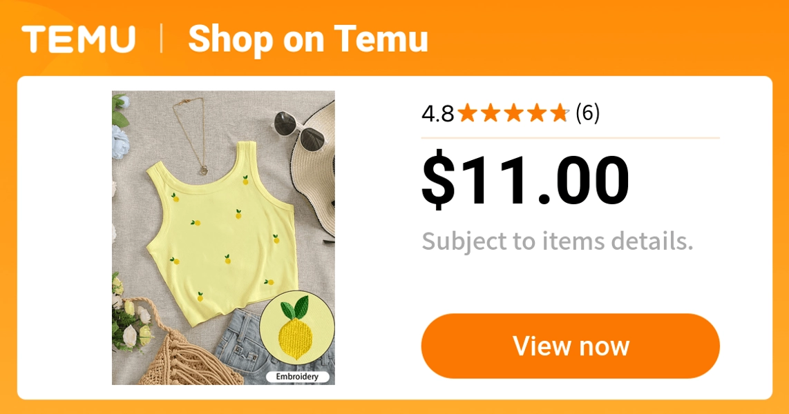resyla womens lemon pattern embroidered round neck vest temu - Temu