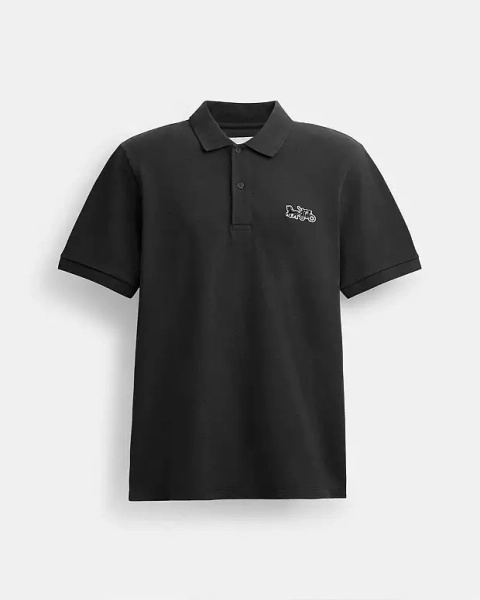 Black Horse And Carriage Classic Polo In Organic Cotton