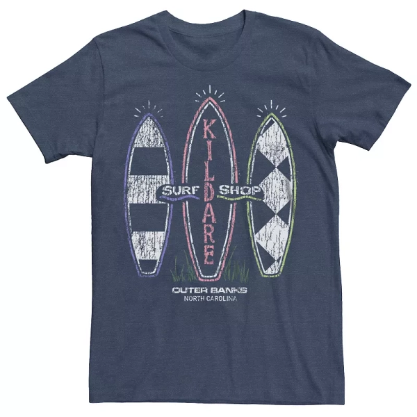 Licensed Character Men's Outer Banks Kildare Surf Shop Graphic Tee, Size: XL, Navy Grey