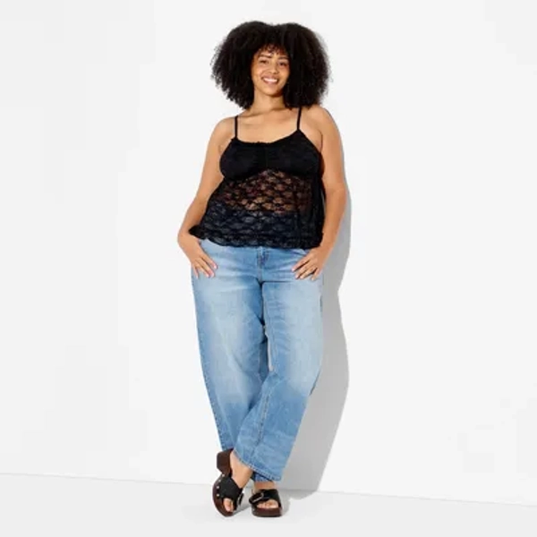 Women's Lace Babydoll Tank Top - Wild Fable™ Black XXL