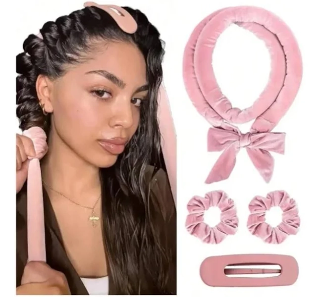 4pcs No-Heat Hair Curlers, Can Be Worn To Sleep Without Heating, Super Soft Ribbon Wrapped For Long