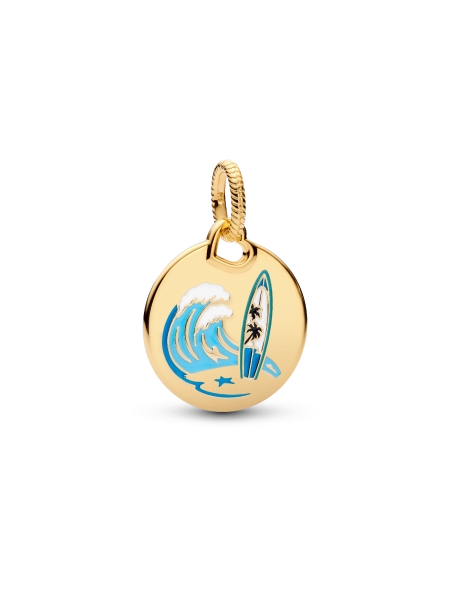 Surfing Round Tag Dangle Charm
