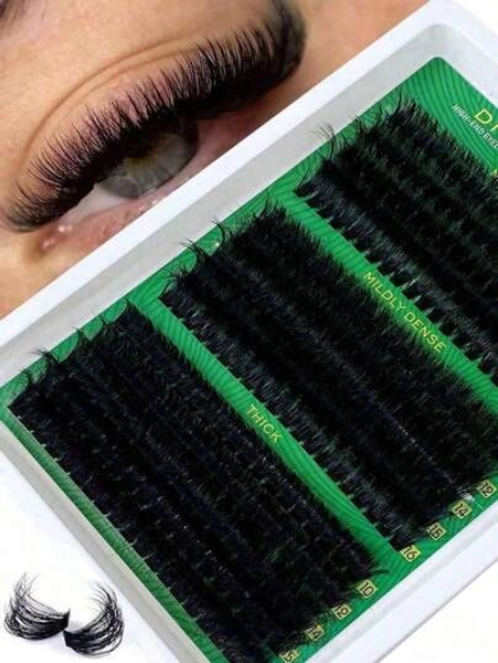 300pcs DIY Mink Eyelash Extensions, 40D/50D/60D/80D/100D Fluffy Individual Lash Extensions For Volume, 5D Effect 0. 07mm Curly Dramatic Eyelash Extensions 10-16mm Mixed Tray, Makeup Tools, Bulk Personal Lash Extensions Suitable For Daily Makeup And Role Play, Reusable