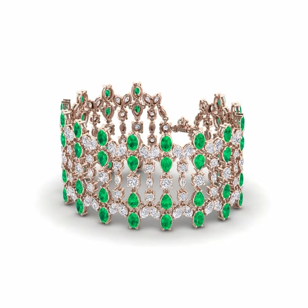 Or Rose18k Ovale Émeraude Bracelet pour femme Feny