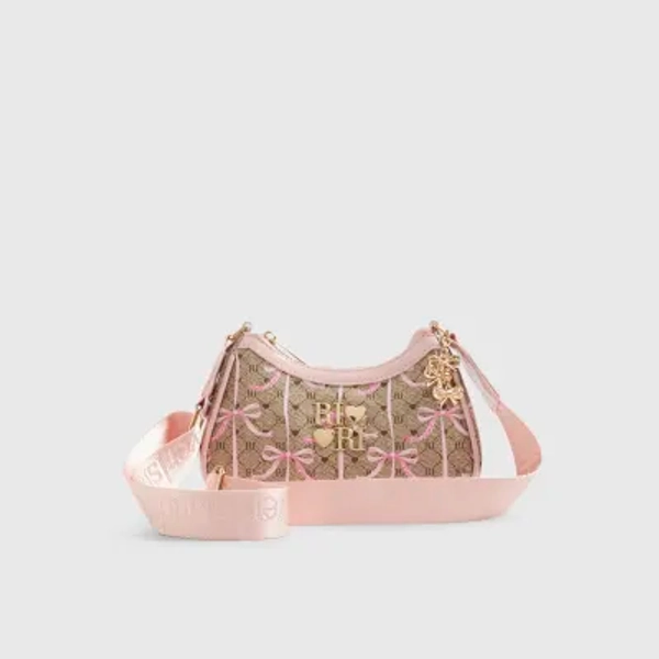 Girls Brown Monogram Bow Scoop Cross body bag