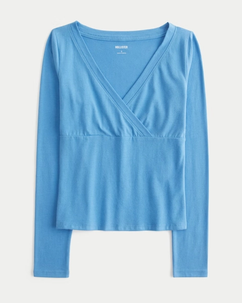 Long-Sleeve Wrap Front Baby Tee