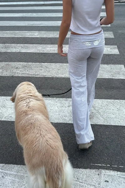 Cuffed pants with wings