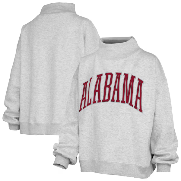 Alabama Crimson Tide Pressbox Women's Oversized Nelson Mock Neck Sweatshirt - Heather Gray