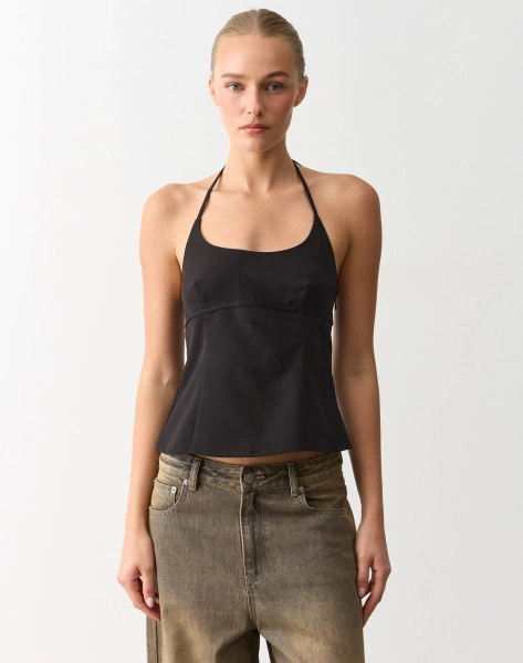 Buckle Detail Tailored Halter Top