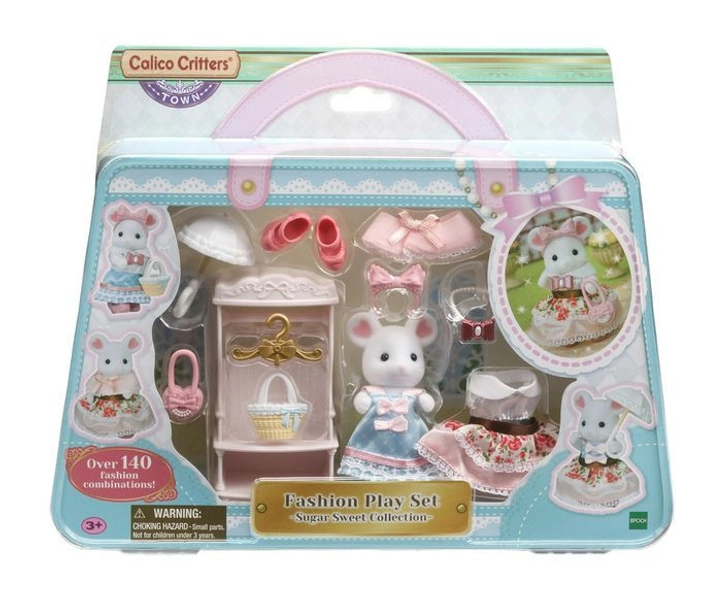 Calico Critters Fashion Playset Sugar Sweet Collection, Dollhouse Playset with Marshmallow Mouse Figure and Fashion Accessories