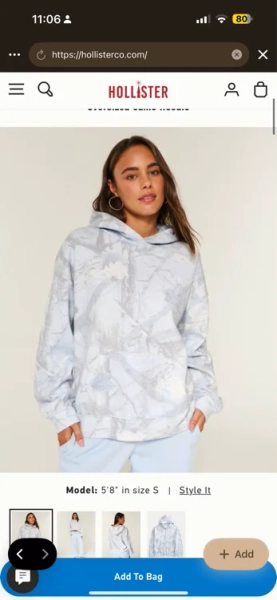 Oversized Blue Camo Graphic Hoodie