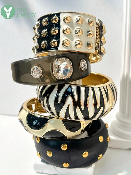 1pc Multi- Mixed Punk Gothic Style Bracelet With Open Snap Design And Rhinestone Cross Embellishment