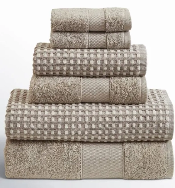 Modern Threads Drucilla 6-Piece 100% Combed Cotton Yarn Dyed Cobblestone Jacquard Towel Set