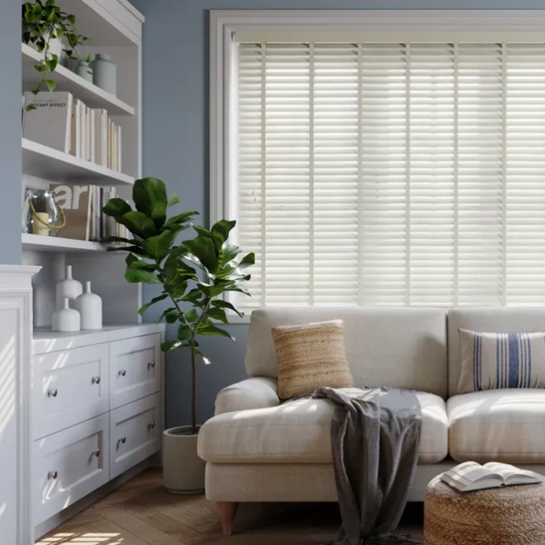 Made To Measure 50mm Slats White Textured Taped Venetian Blind | Dunelm