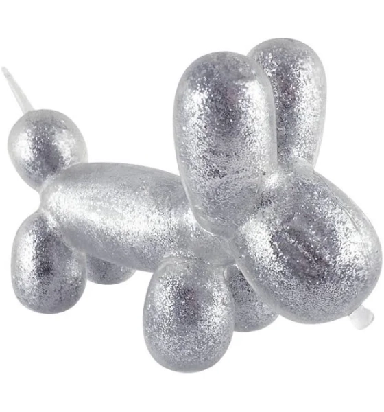Stretchi Balloon Dog - Glitter Silver