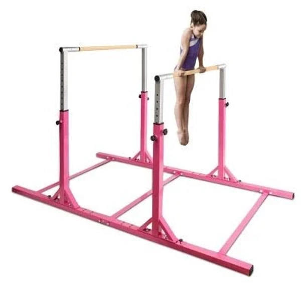 Costway Kids Gymnastics Parallel Bars Double Horizontal Bars Adjustable Width Height