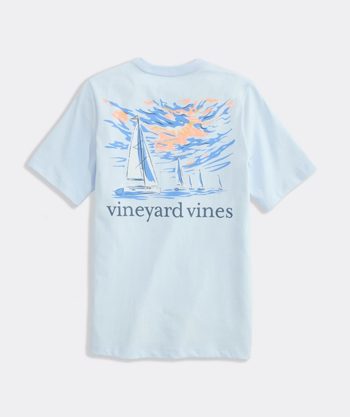 Boys' Sunset Regatta Scene Short-Sleeve Pocket Tee