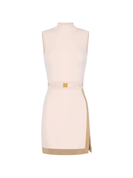 Elisabetta Franchi robe mi-longue ceinturée à col montant | 42