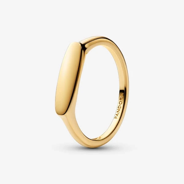 Pandora Moments Gold Unique Metal Blend Engravable Bar Ring
