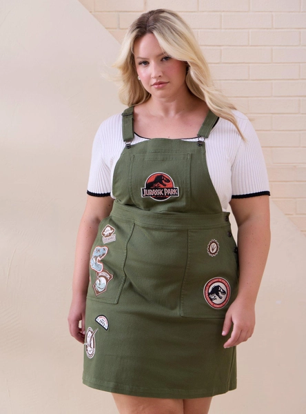 Jurassic Park Embroidered Patches Women's Plus Size Overall Dress - BoxLunch Exclusive