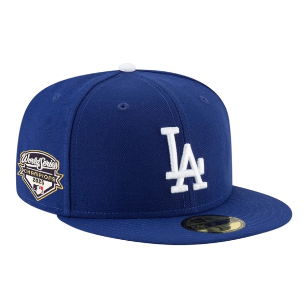 Los Angeles Dodgers Royal Blue On-Field 2025 World Series Champions Patch Black UV New Era 59FIFTY Fitted Hat