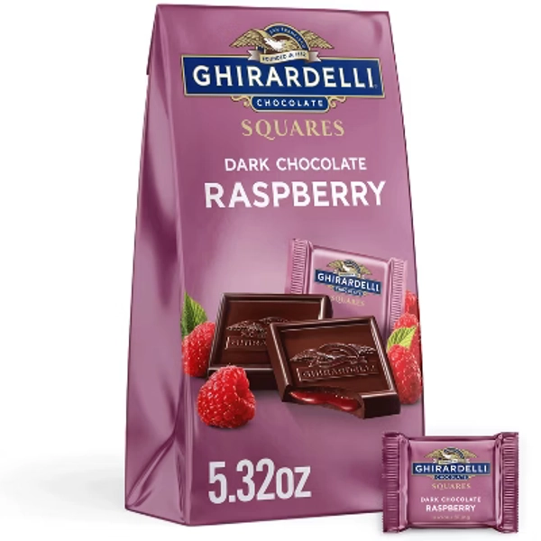 Ghirardelli Dark Chocolate Candy SQUARES with Raspberry Filling - 5.32oz