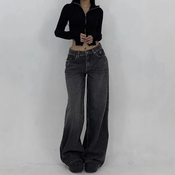 [Distressed Wide Leg Jeans] 1pc Women's Distressed Wide Leg Extra Long Floor-Length Loose Fit Baggy Casual Jeans for Streetwear, Daily Wear, Party & Outdoor, XS-XXL