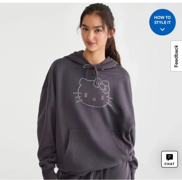 WomenHoodies + SweatsHello Kitty | Aero Rhinestone Pullover HoodieHello Kitty | Aero Rhinestone Pullover Hoodie