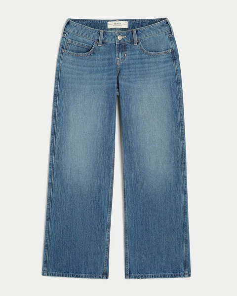 Ultra Low-Rise Medium Wash Baggy Jeans