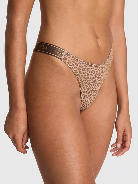 Logo Cotton High-Leg Thong Panty