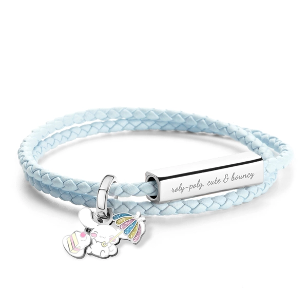 Cinnamoroll Customized Italian Leather Wrap Bracelet - Sky Blue