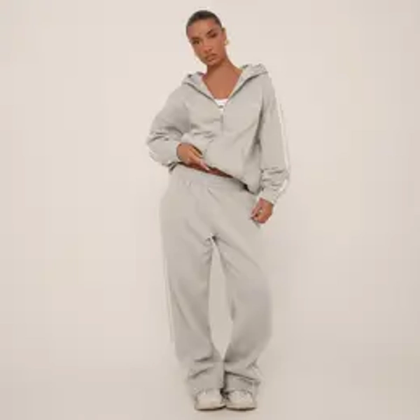 Oversized High Waist Contrast Stripe Wide Leg Joggers