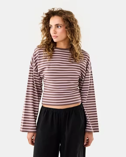 Long Sleeve Fitted Top Mauvorch Size 12