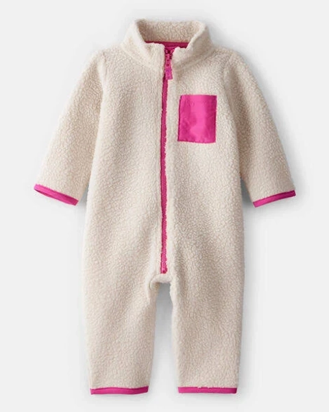 Carter's Baby Girl Color Block Fleece Long-Sleeve Jumpsuit