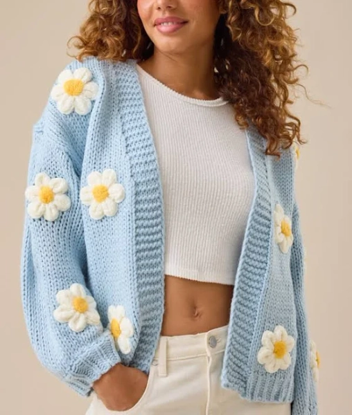 Altar'd State Daisie 3D Floral Acrylic Cardigan