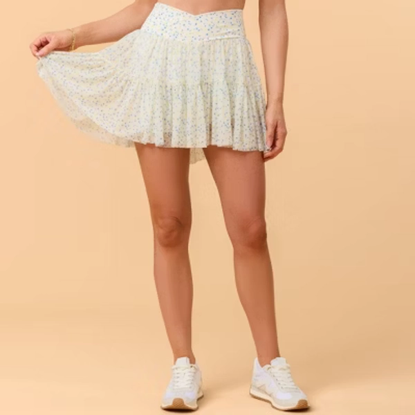 Blogilates Women's Mommy & Me Ballerina Skort - White Floral Print M
