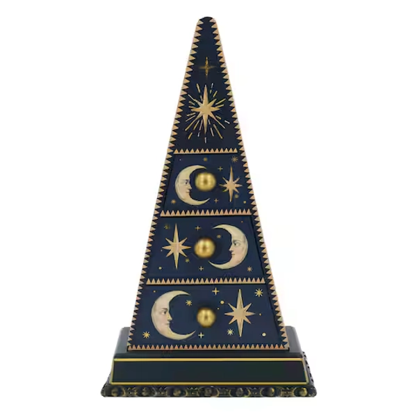 18" Navy Blue Celestial Pyramid 3-Drawer Tabletop Décor by Ashland®