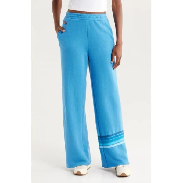 Aviator Nation Women's Rugby Stitch Wide Leg Sweatpants