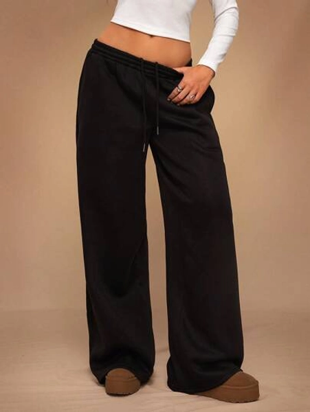 SHEIN Forever 21 Autumn/Winter New Casual Thickened Loose High Waist Elastic Waist Wide Leg Sweatpants, Versatile & Slimming
