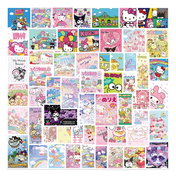 62 Peças De Pôsteres Sanrio-Estampas De Personagens Fofos Para Decoração De Quarto