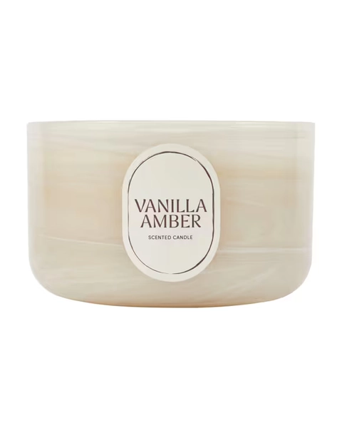 Swirl Vanilla Amber Glass Candle