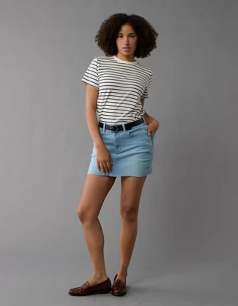 AE Next Level Curvy High-Waisted Denim Mini Skirt