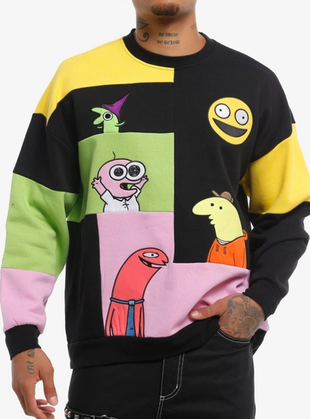 Smiling Friends Character Color-Block Sweater