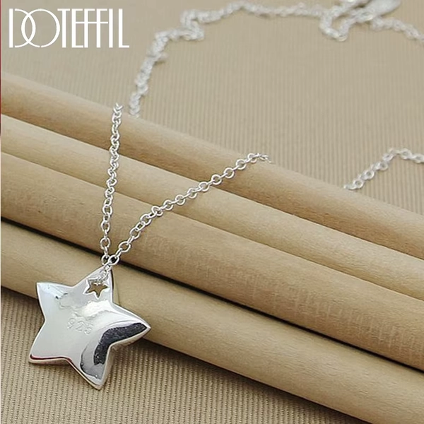 925 Sterling Silver Star Pendant Necklace for Women
